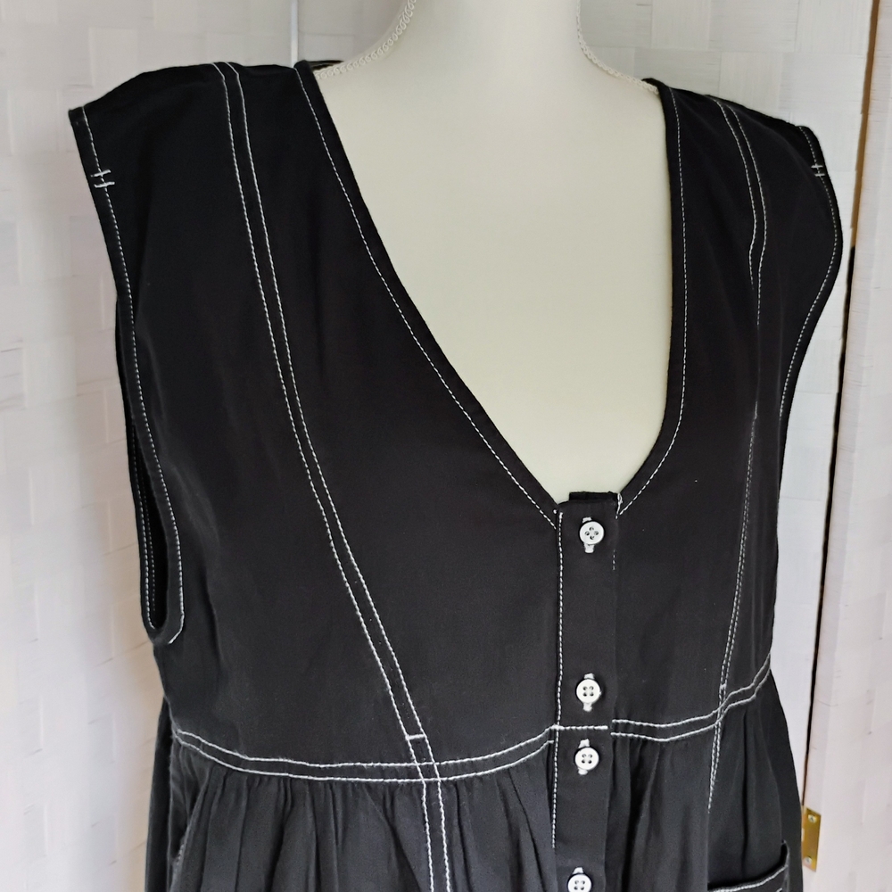 Free People Black Sleeveless Dress with White Stitching - Picture 5 of 7